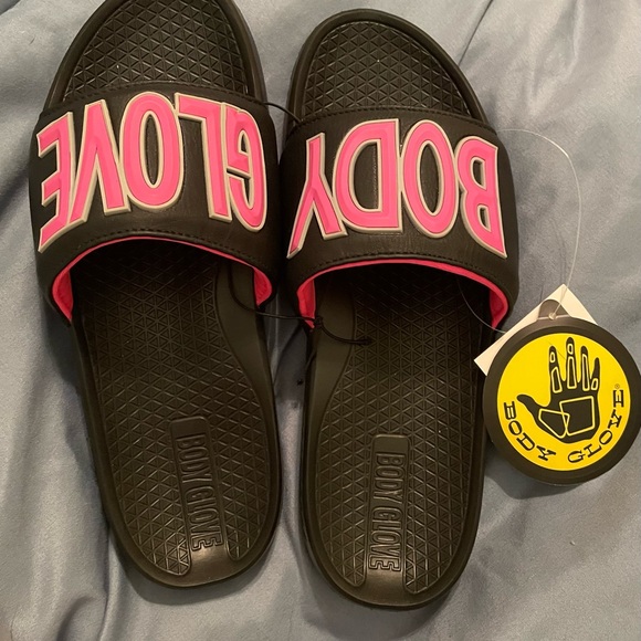 Slides-Body Glove, black with Pink NWT - Picture 3 of 5
